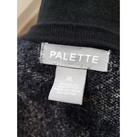 Palette Women Black Floral Nylon Open Front Long Sleeve Cardigan Sweater Size XL - Picture 8 of 11